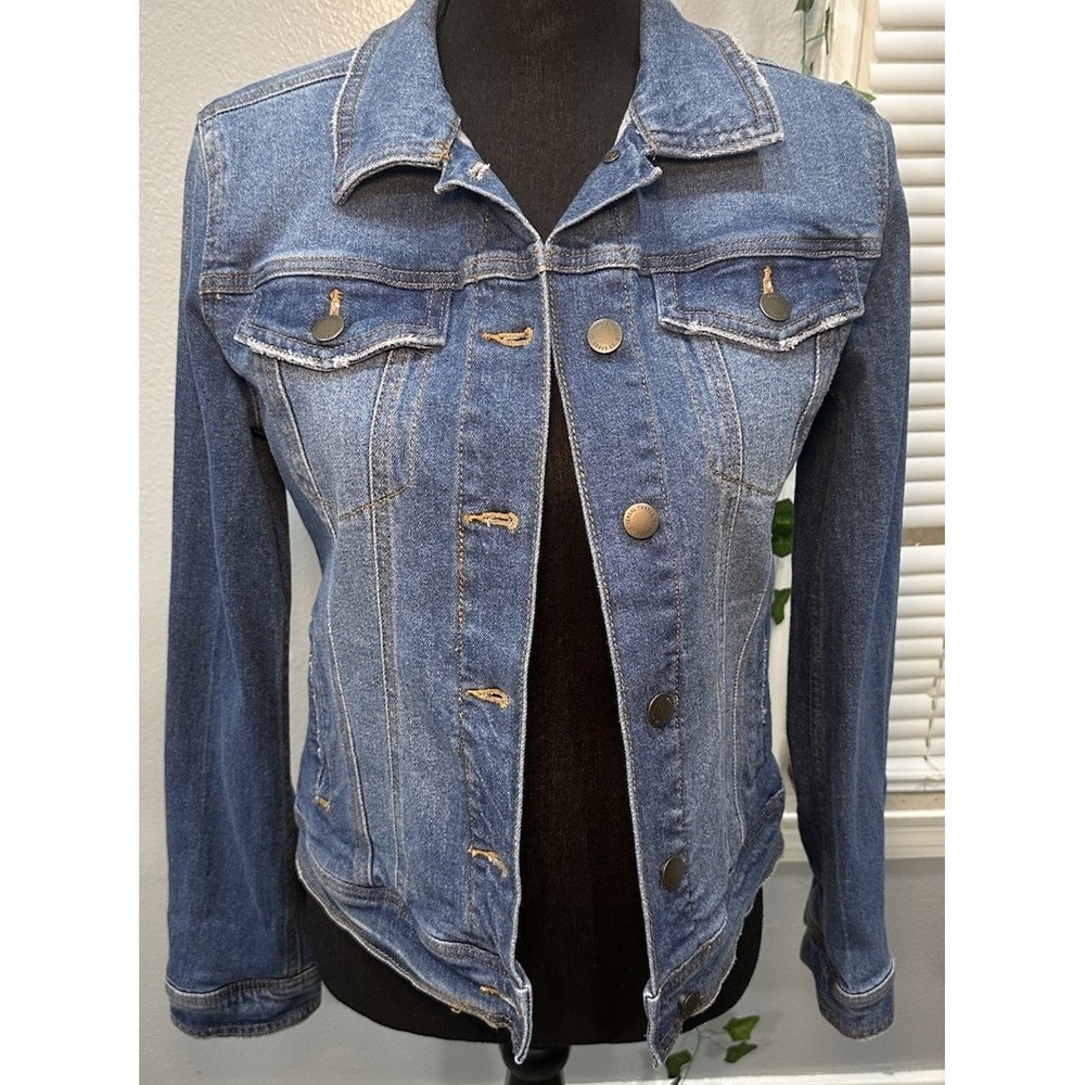 Universal Thread Jean Jacket Women's XS Denim Dark Blue Button Up Pockets NWOT